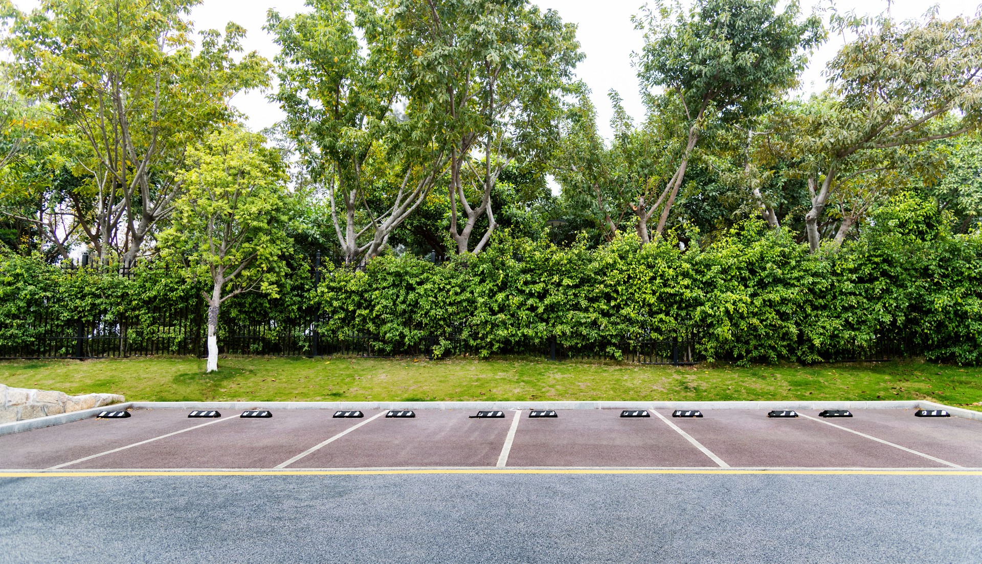 Empty parking lot on the roadside